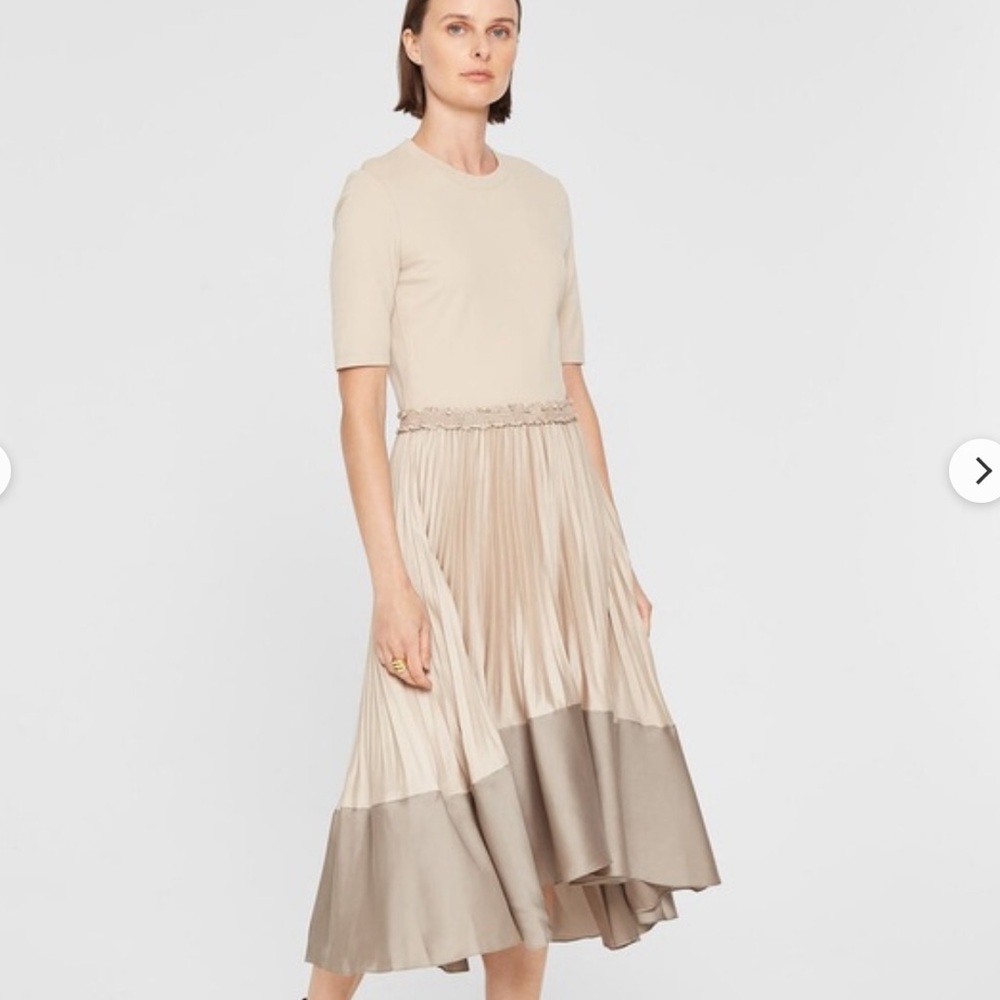 Club Monaco Mixed Media Pleated TShirt Dress in Chateau Grey 12
